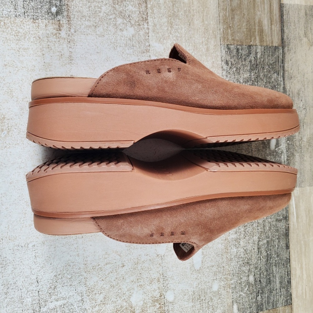 Reef Vista Skye Womens Platform Clogs Sz 8 Comfort Walnut Suede Leather Slip On - Picture 7 of 10